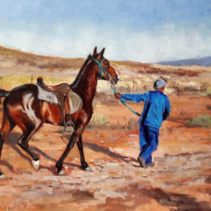 Man leading horse